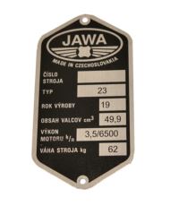 Tabliczka znamionowa Jawa 50 pionowa typ 23