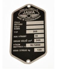 Tabliczka znamionowa Jawa 350 typ 360 czeska