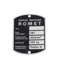 Tabliczka znamionowa ROMET - Z.R.