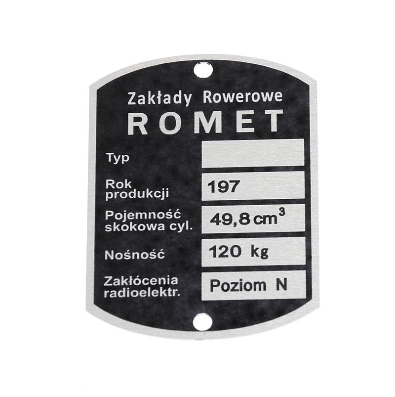 Tabliczka znamionowa ROMET - Z.R.