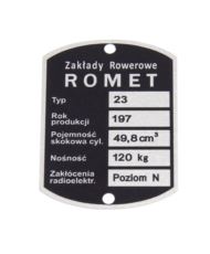 Tabliczka znamionowa ROMET - Z.R. 23