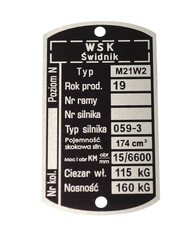 Tabliczka znamionowa WSK 175 M21W2 059-3