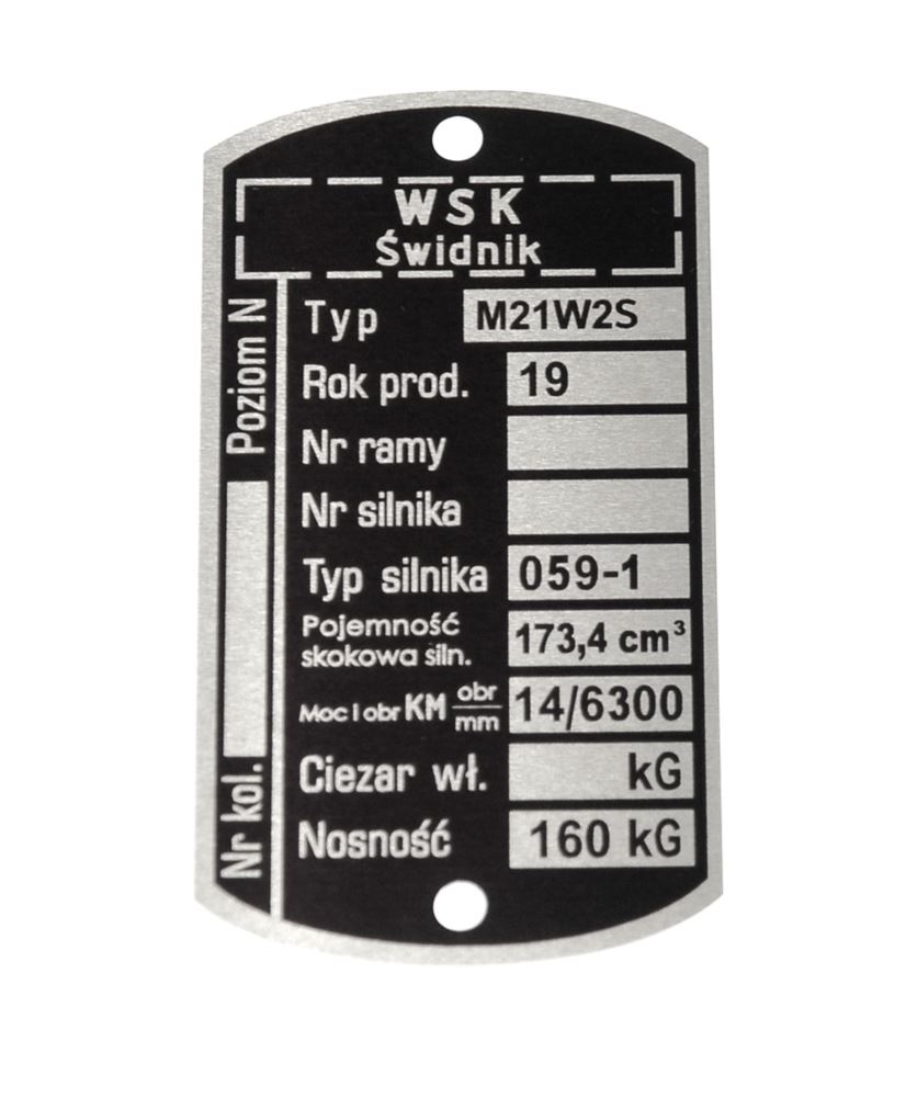 Tabliczka znamionowa WSK 175 M21W2S 059-1