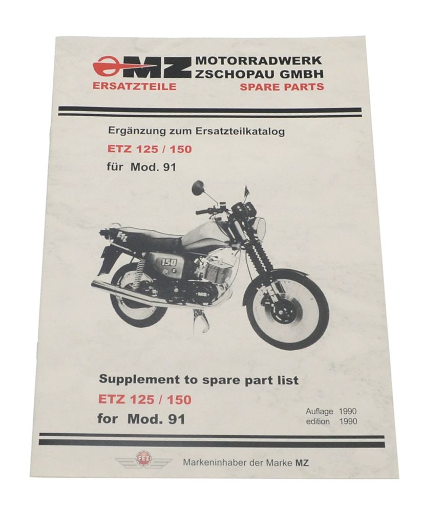 Katalog części MZ ETZ 150 uzup. modelu 91 - 1990