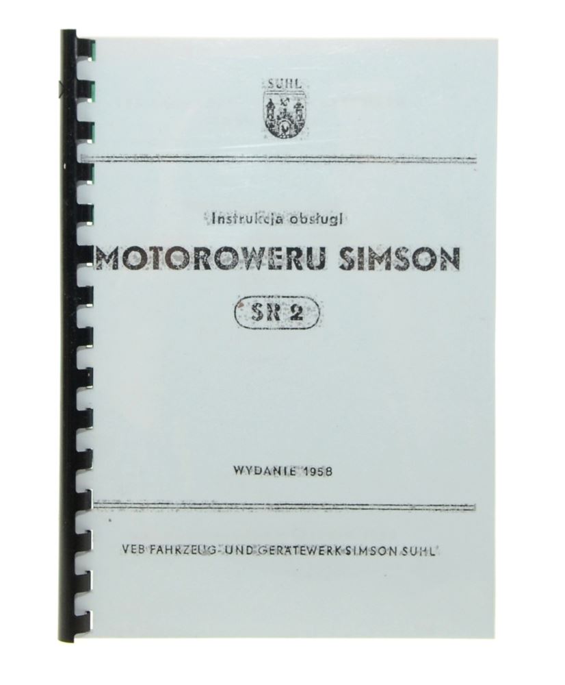 Książka instrukcja obsługi motoroweru Simson SR2