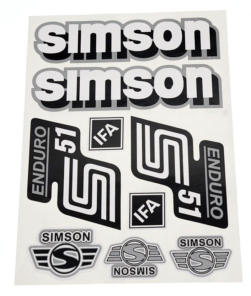 Naklejki komplet Simson S51 Enduro srebrne