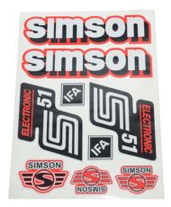 Naklejki komplet Simson S51 Elektronic czerwone