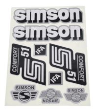 Naklejki komplet Simson S51 Comfort srebrne