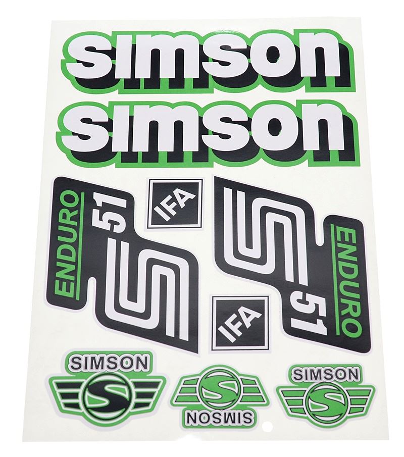 Naklejki komplet Simson S51 Enduro zielone