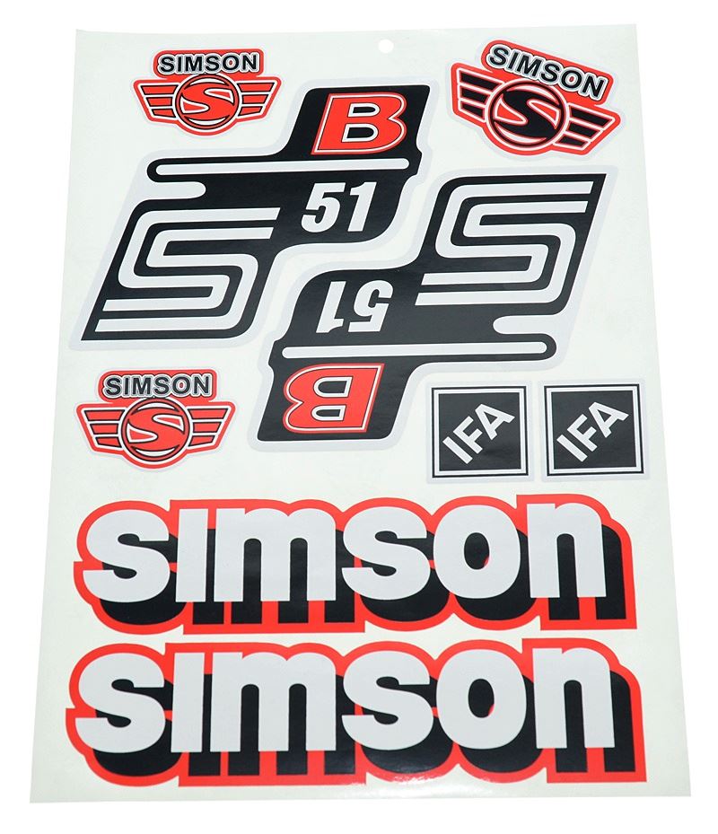 Naklejki komplet Simson S51 B czerwone