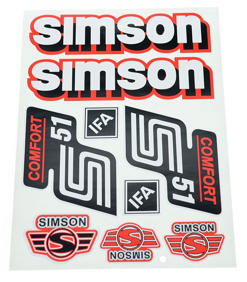 Naklejki komplet Simson S51 Comfort czerwone