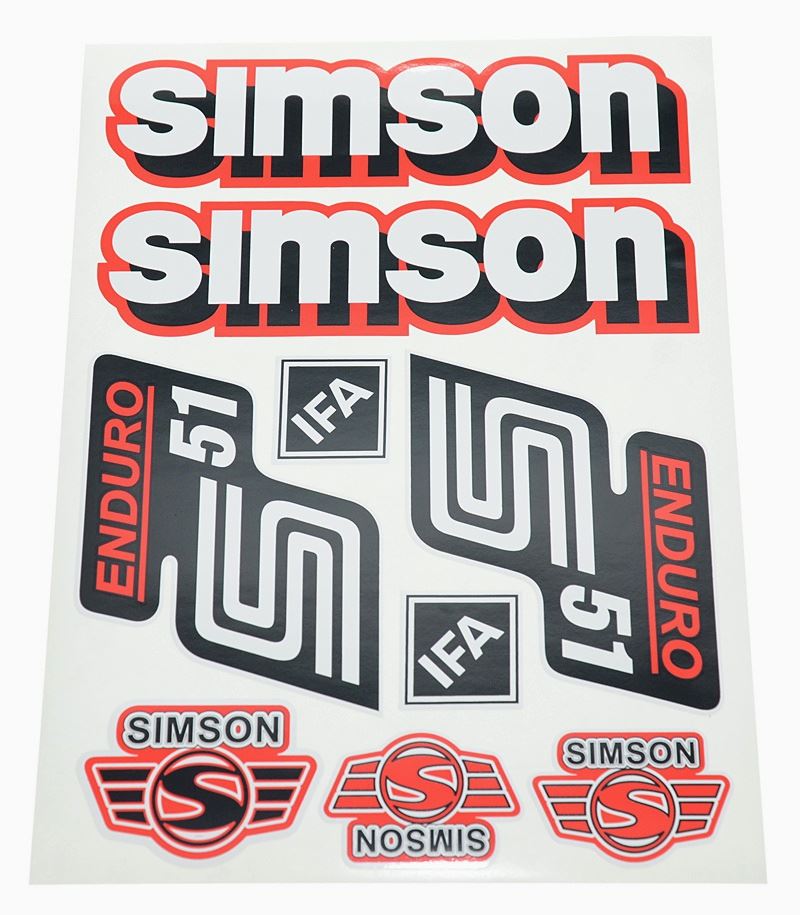 Naklejki komplet Simson S51 Enduro czerwone