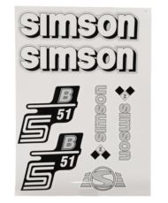 Naklejki komplet Simson S51 B srebrno białe